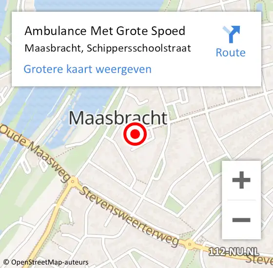 Locatie op kaart van de 112 melding: Ambulance Met Grote Spoed Naar Maasbracht, Schippersschoolstraat op 19 mei 2023 12:27