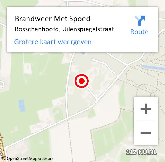 Locatie op kaart van de 112 melding: Brandweer Met Spoed Naar Bosschenhoofd, Uilenspiegelstraat op 19 mei 2023 12:32