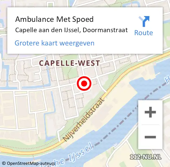 Locatie op kaart van de 112 melding: Ambulance Met Spoed Naar Capelle aan den IJssel, Doormanstraat op 19 mei 2023 12:35