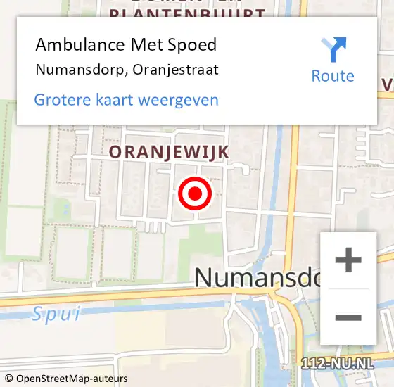 Locatie op kaart van de 112 melding: Ambulance Met Spoed Naar Numansdorp, Oranjestraat op 19 mei 2023 12:50