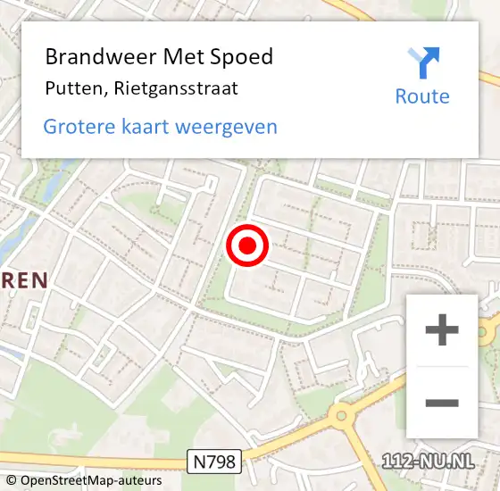 Locatie op kaart van de 112 melding: Brandweer Met Spoed Naar Putten, Rietgansstraat op 19 mei 2023 12:53