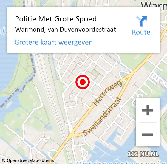 Locatie op kaart van de 112 melding: Politie Met Grote Spoed Naar Warmond, van Duvenvoordestraat op 19 mei 2023 13:07