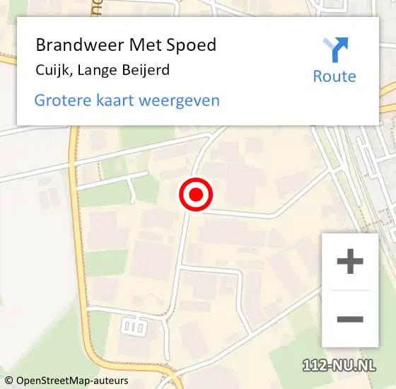Locatie op kaart van de 112 melding: Brandweer Met Spoed Naar Cuijk, Lange Beijerd op 19 mei 2023 13:09