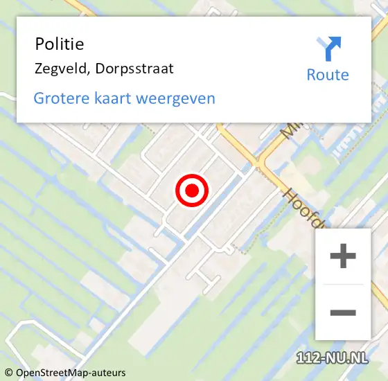Locatie op kaart van de 112 melding: Politie Zegveld, Dorpsstraat op 19 mei 2023 13:20