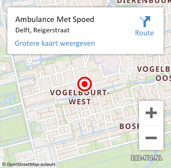 Locatie op kaart van de 112 melding: Ambulance Met Spoed Naar Delft, Reigerstraat op 19 mei 2023 13:31