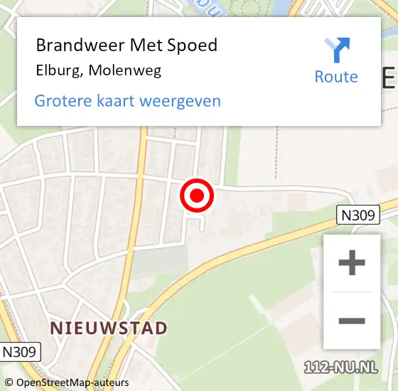 Locatie op kaart van de 112 melding: Brandweer Met Spoed Naar Elburg, Molenweg op 19 mei 2023 13:56