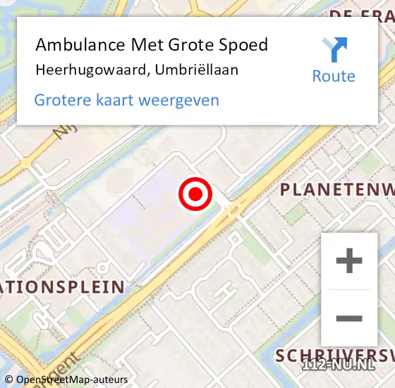 Locatie op kaart van de 112 melding: Ambulance Met Grote Spoed Naar Heerhugowaard, Umbriëllaan op 19 mei 2023 14:00