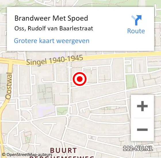 Locatie op kaart van de 112 melding: Brandweer Met Spoed Naar Oss, Rudolf van Baarlestraat op 19 mei 2023 14:04