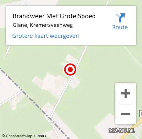 Locatie op kaart van de 112 melding: Brandweer Met Grote Spoed Naar Glane, Kremersveenweg op 19 mei 2023 14:13