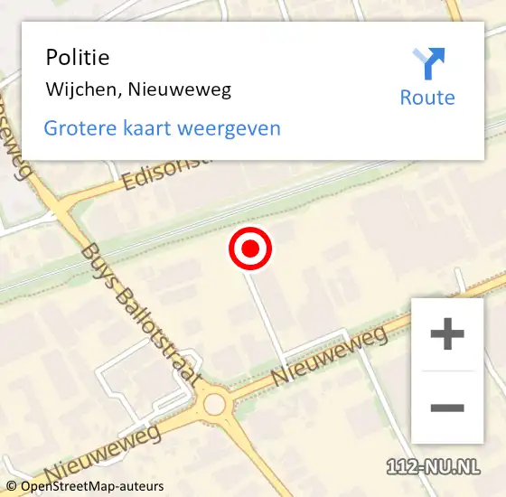 Locatie op kaart van de 112 melding: Politie Wijchen, Nieuweweg op 19 mei 2023 14:41