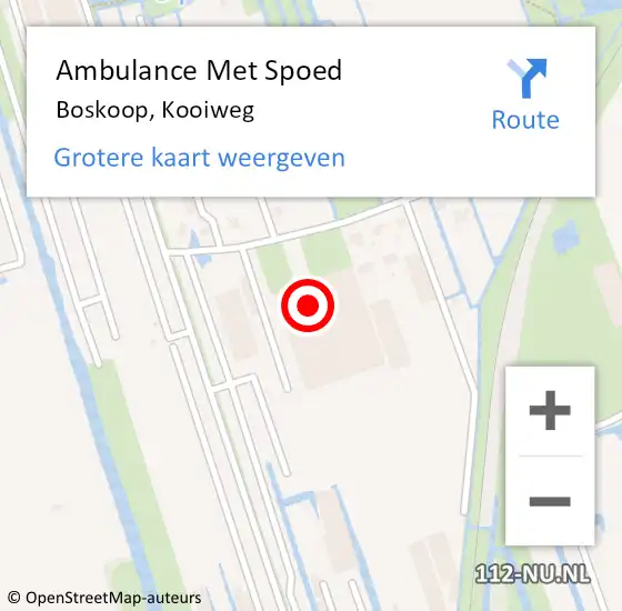 Locatie op kaart van de 112 melding: Ambulance Met Spoed Naar Boskoop, Kooiweg op 19 mei 2023 15:02