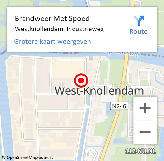 Locatie op kaart van de 112 melding: Brandweer Met Spoed Naar Westknollendam, Industrieweg op 26 augustus 2014 00:40