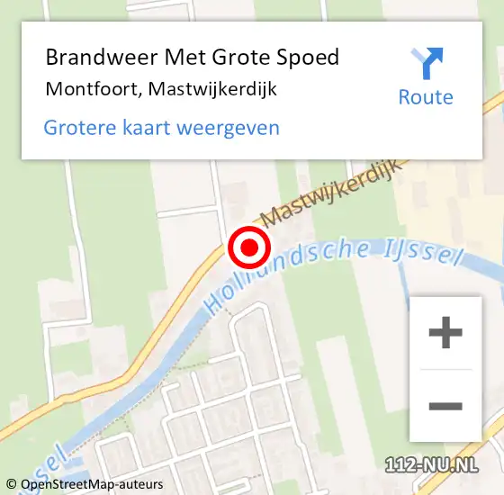 Locatie op kaart van de 112 melding: Brandweer Met Grote Spoed Naar Montfoort, Mastwijkerdijk op 19 mei 2023 15:06