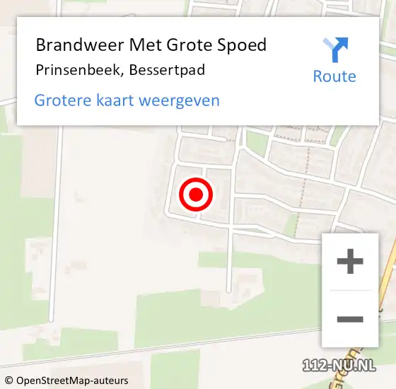 Locatie op kaart van de 112 melding: Brandweer Met Grote Spoed Naar Prinsenbeek, Bessertpad op 19 mei 2023 15:13