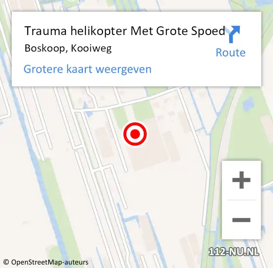 Locatie op kaart van de 112 melding: Trauma helikopter Met Grote Spoed Naar Boskoop, Kooiweg op 19 mei 2023 15:16
