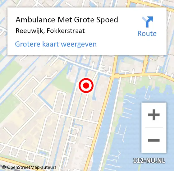 Locatie op kaart van de 112 melding: Ambulance Met Grote Spoed Naar Reeuwijk, Fokkerstraat op 19 mei 2023 15:26