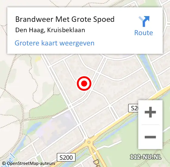 Locatie op kaart van de 112 melding: Brandweer Met Grote Spoed Naar Den Haag, Kruisbeklaan op 19 mei 2023 15:31