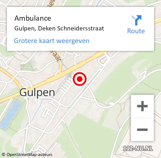 Locatie op kaart van de 112 melding: Ambulance Gulpen, Deken Schneidersstraat op 26 augustus 2014 01:06