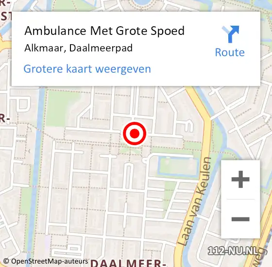 Locatie op kaart van de 112 melding: Ambulance Met Grote Spoed Naar Alkmaar, Daalmeerpad op 19 mei 2023 15:48