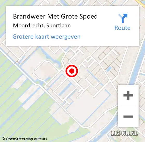 Locatie op kaart van de 112 melding: Brandweer Met Grote Spoed Naar Moordrecht, Sportlaan op 19 mei 2023 16:15