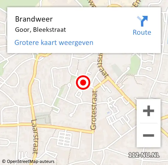 Locatie op kaart van de 112 melding: Brandweer Goor, Bleekstraat op 19 mei 2023 16:47