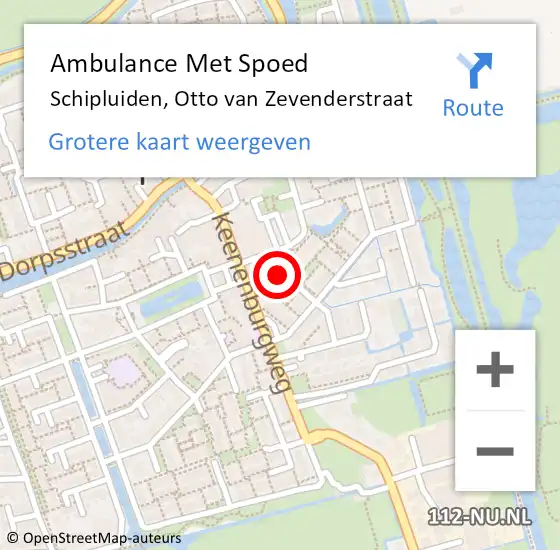 Locatie op kaart van de 112 melding: Ambulance Met Spoed Naar Schipluiden, Otto van Zevenderstraat op 19 mei 2023 16:52