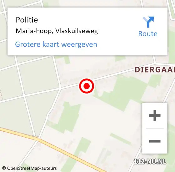 Locatie op kaart van de 112 melding: Politie Maria-hoop, Vlaskuilseweg op 19 mei 2023 16:54