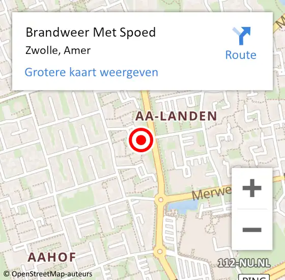 Locatie op kaart van de 112 melding: Brandweer Met Spoed Naar Zwolle, Amer op 19 mei 2023 17:08