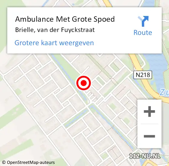 Locatie op kaart van de 112 melding: Ambulance Met Grote Spoed Naar Brielle, van der Fuyckstraat op 19 mei 2023 17:25