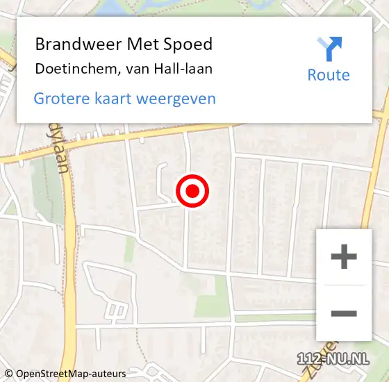 Locatie op kaart van de 112 melding: Brandweer Met Spoed Naar Doetinchem, van Hall-laan op 19 mei 2023 17:54