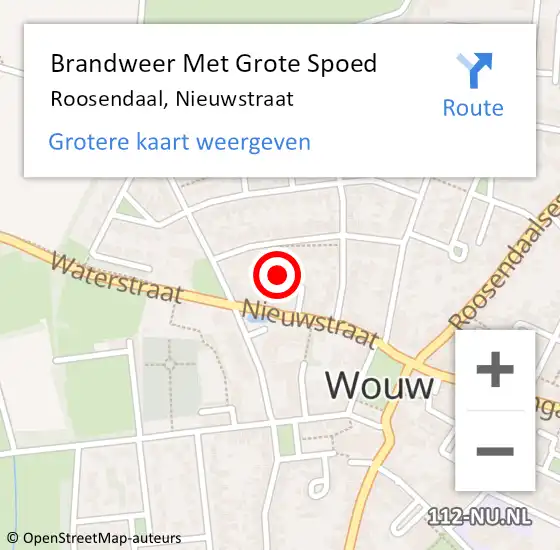 Locatie op kaart van de 112 melding: Brandweer Met Grote Spoed Naar Roosendaal, Nieuwstraat op 19 mei 2023 18:09