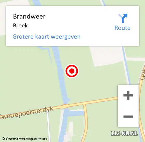 Locatie op kaart van de 112 melding: Brandweer Broek op 19 mei 2023 18:16