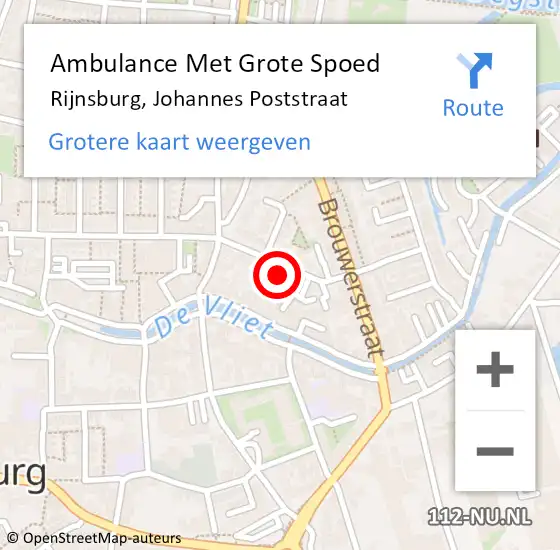 Locatie op kaart van de 112 melding: Ambulance Met Grote Spoed Naar Rijnsburg, Johannes Poststraat op 19 mei 2023 18:23