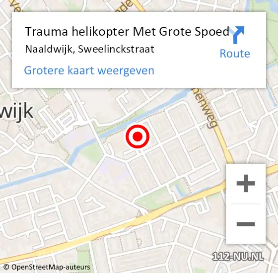 Locatie op kaart van de 112 melding: Trauma helikopter Met Grote Spoed Naar Naaldwijk, Sweelinckstraat op 19 mei 2023 18:33