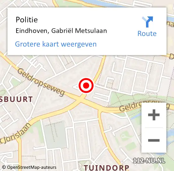 Locatie op kaart van de 112 melding: Politie Eindhoven, Gabriël Metsulaan op 19 mei 2023 18:34