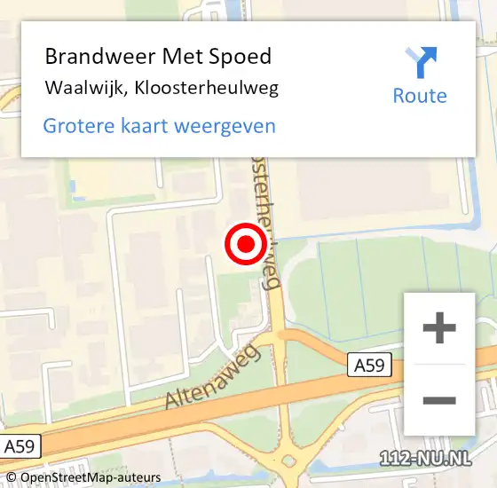 Locatie op kaart van de 112 melding: Brandweer Met Spoed Naar Waalwijk, Kloosterheulweg op 19 mei 2023 18:52