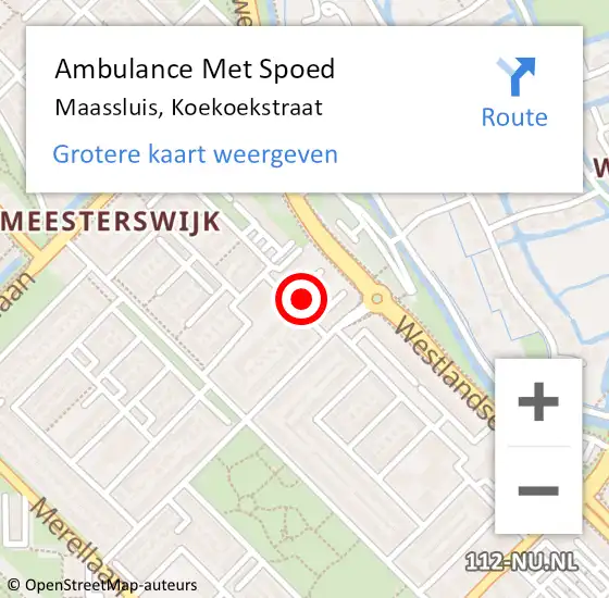 Locatie op kaart van de 112 melding: Ambulance Met Spoed Naar Maassluis, Koekoekstraat op 19 mei 2023 19:19