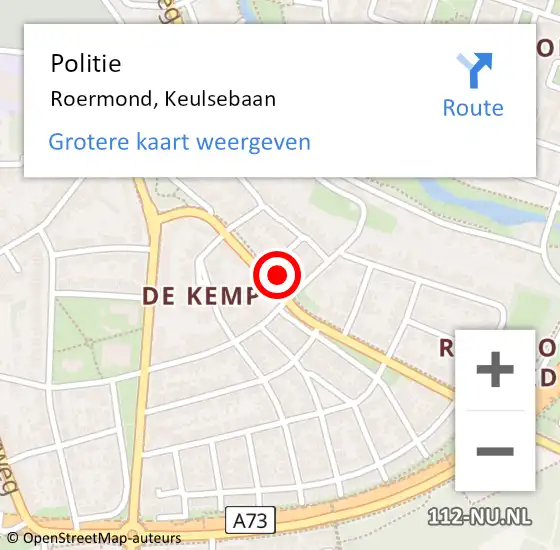 Locatie op kaart van de 112 melding: Politie Roermond, Keulsebaan op 19 mei 2023 19:28