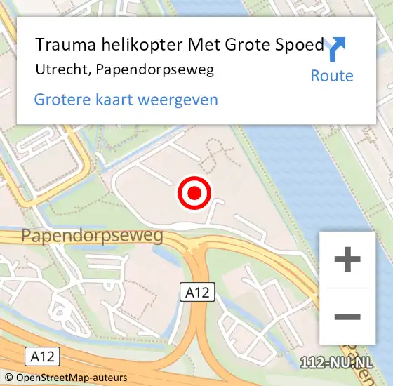 Locatie op kaart van de 112 melding: Trauma helikopter Met Grote Spoed Naar Utrecht, Papendorpseweg op 19 mei 2023 19:34