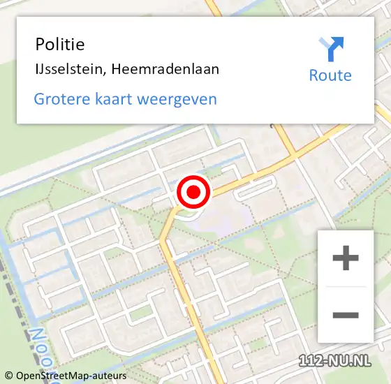 Locatie op kaart van de 112 melding: Politie IJsselstein, Heemradenlaan op 19 mei 2023 19:36