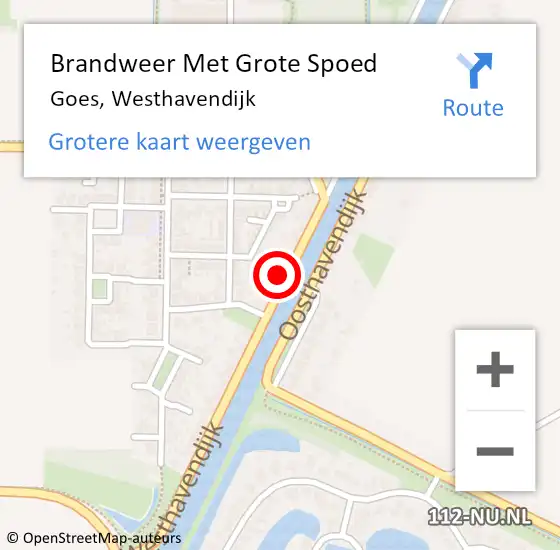 Locatie op kaart van de 112 melding: Brandweer Met Grote Spoed Naar Goes, Westhavendijk op 19 mei 2023 20:04