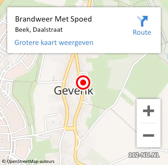 Locatie op kaart van de 112 melding: Brandweer Met Spoed Naar Beek, Daalstraat op 19 mei 2023 20:20