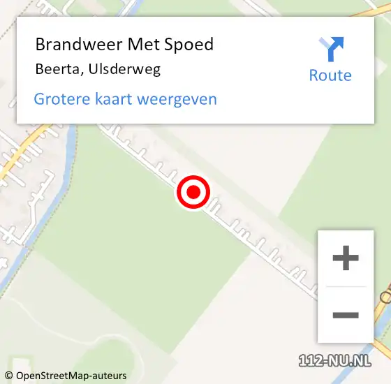 Locatie op kaart van de 112 melding: Brandweer Met Spoed Naar Beerta, Ulsderweg op 19 mei 2023 20:24