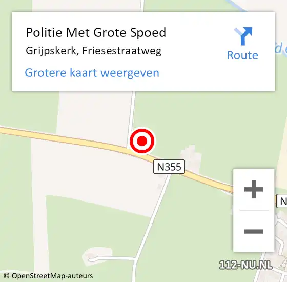 Locatie op kaart van de 112 melding: Politie Met Grote Spoed Naar Grijpskerk, Friesestraatweg op 19 mei 2023 20:34