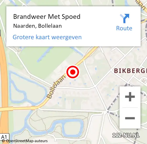 Locatie op kaart van de 112 melding: Brandweer Met Spoed Naar Naarden, Bollelaan op 19 mei 2023 21:18