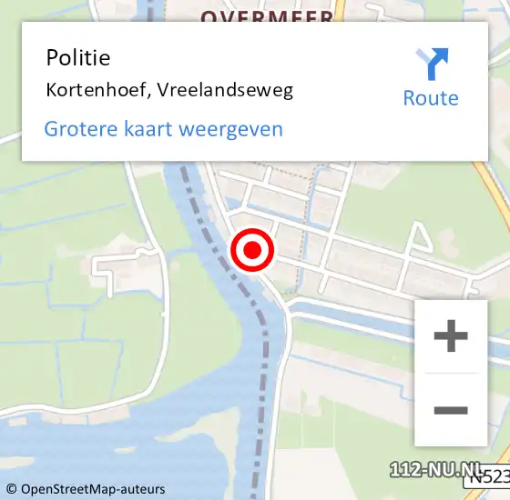 Locatie op kaart van de 112 melding: Politie Kortenhoef, Vreelandseweg op 19 mei 2023 21:20