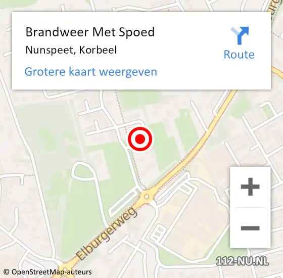 Locatie op kaart van de 112 melding: Brandweer Met Spoed Naar Nunspeet, Korbeel op 19 mei 2023 21:47