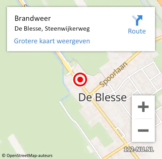 Locatie op kaart van de 112 melding: Brandweer De Blesse, Steenwijkerweg op 19 mei 2023 21:47