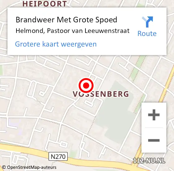 Locatie op kaart van de 112 melding: Brandweer Met Grote Spoed Naar Helmond, Pastoor van Leeuwenstraat op 19 mei 2023 21:56