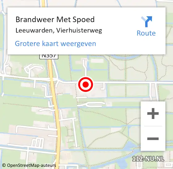 Locatie op kaart van de 112 melding: Brandweer Met Spoed Naar Leeuwarden, Vierhuisterweg op 19 mei 2023 22:24